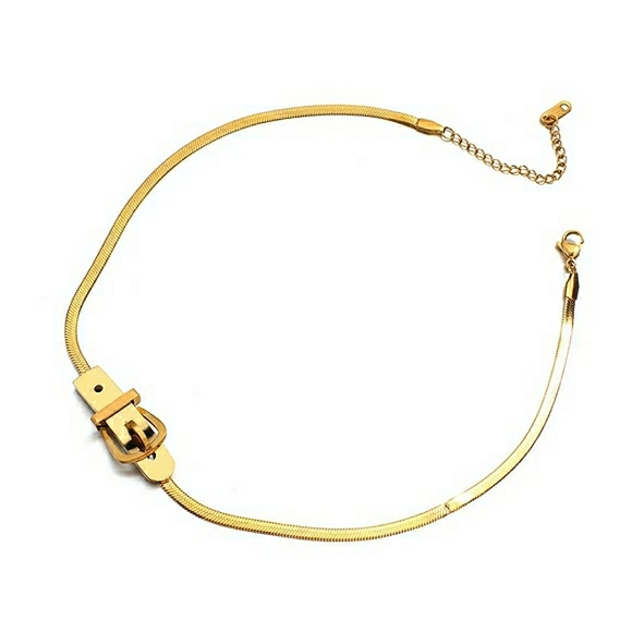 đź’‹FLAT CHAIN NECKLACE w/ BELT BUCKLE CLASP!!! - Picture 3 of 8